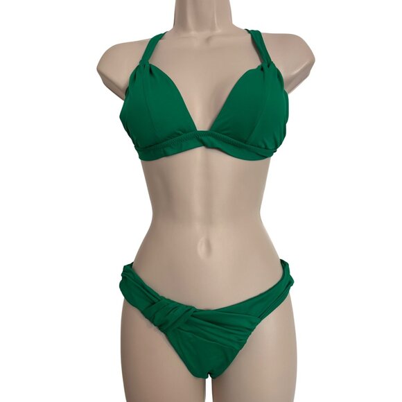 Becca Milani Hipster Two Piece Size XS/S Green Swim Bikini NWT $142 Removable Pa - Picture 6 of 7